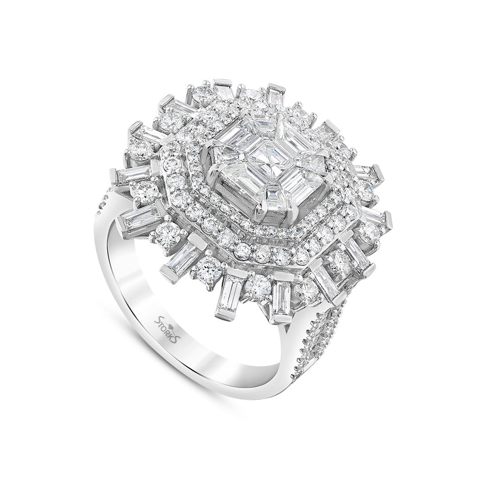 3.19 Karat Baget Diamante Anello