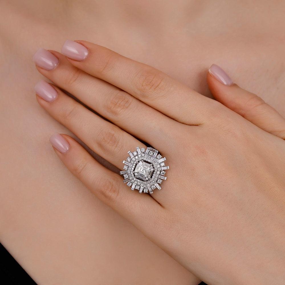 3.19 Karat Baget Diamante Anello