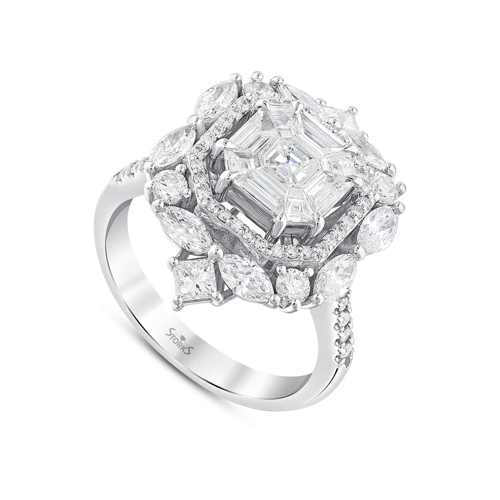 2.55 Karat Baget Diamante Anello