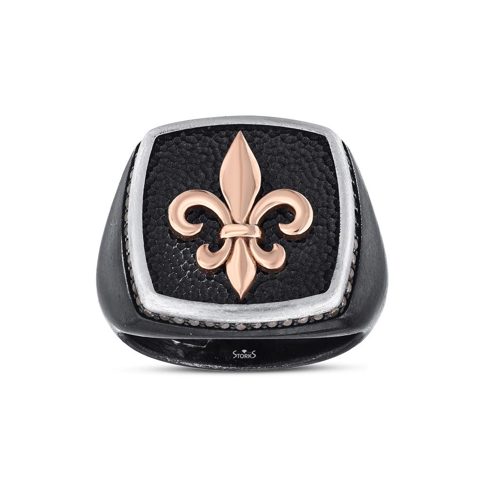 0.40 карата Fleur de Lis бриллиант мужской кольцо