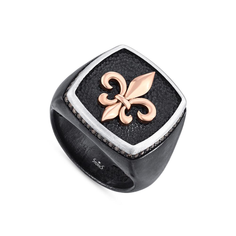 0.40 карата Fleur de Lis бриллиант мужской кольцо