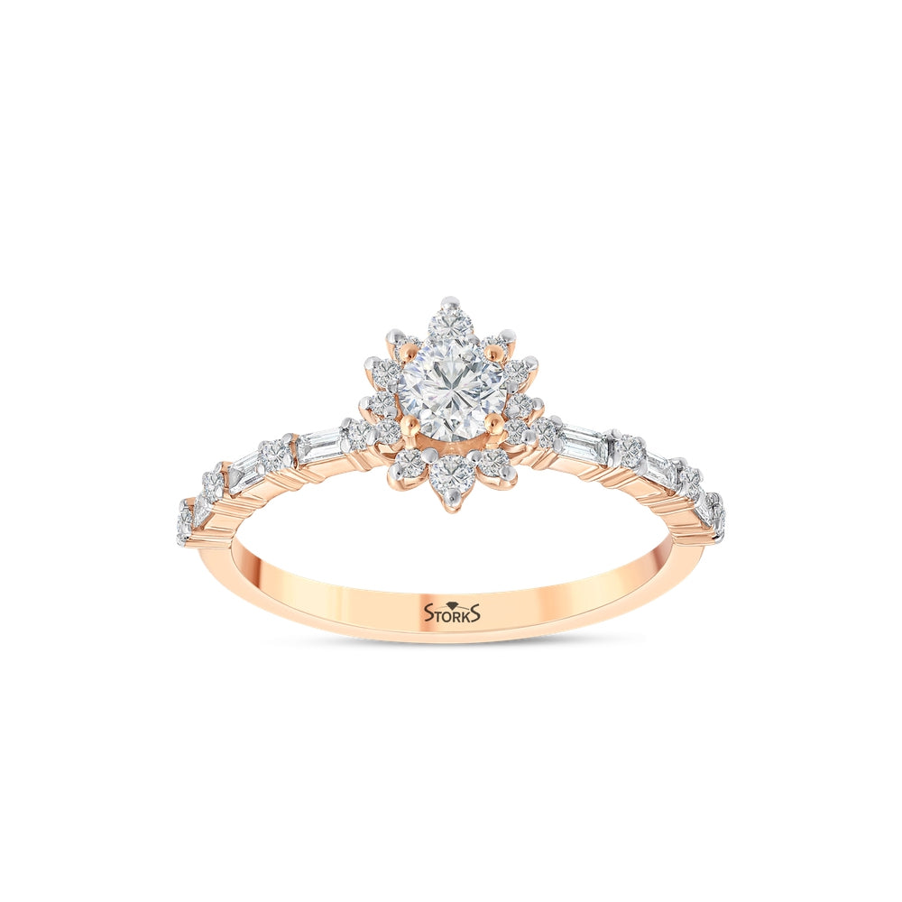 0.58 Karat Flora Baget Diamante Anello