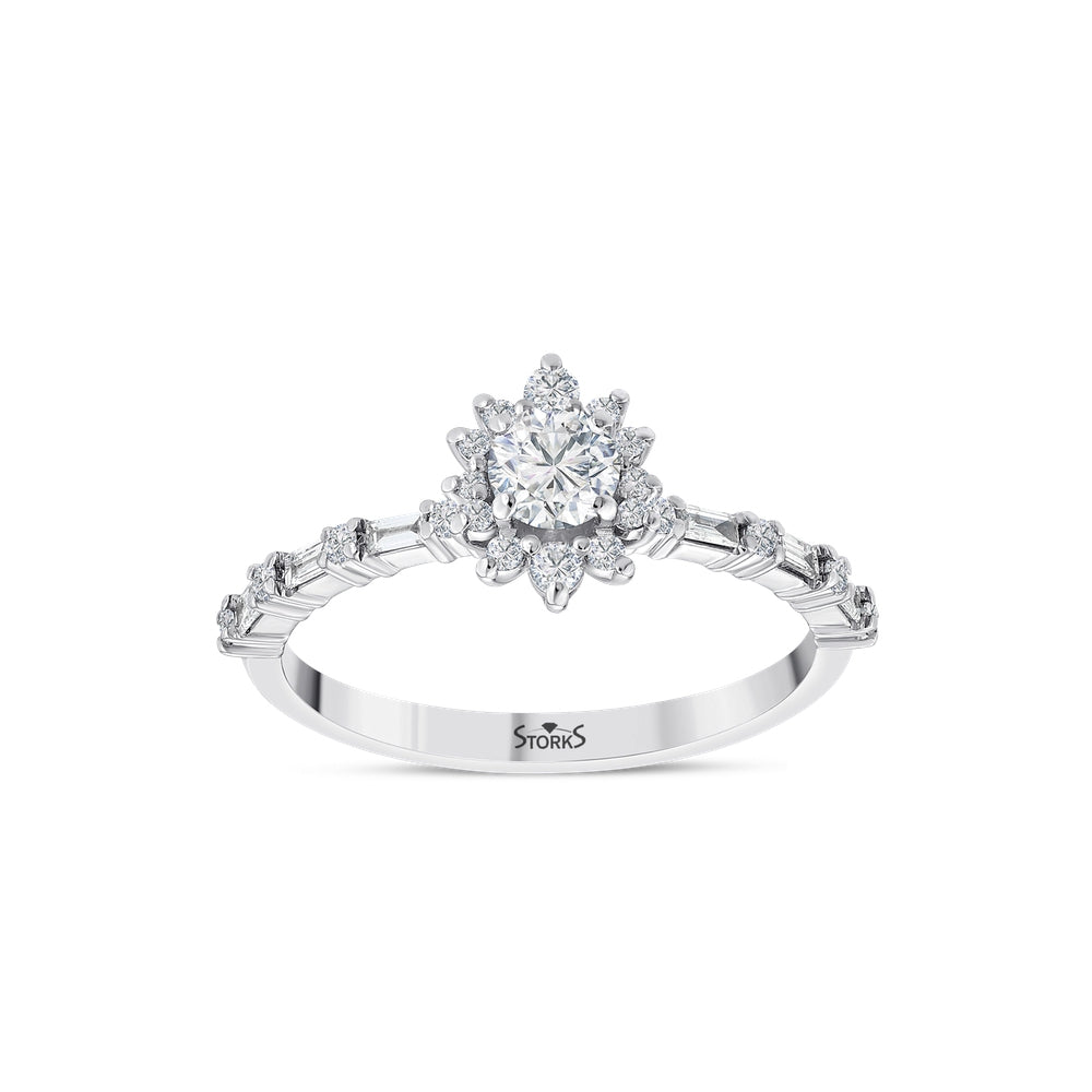 0.58 Karat Flora Baget Diamante Anello