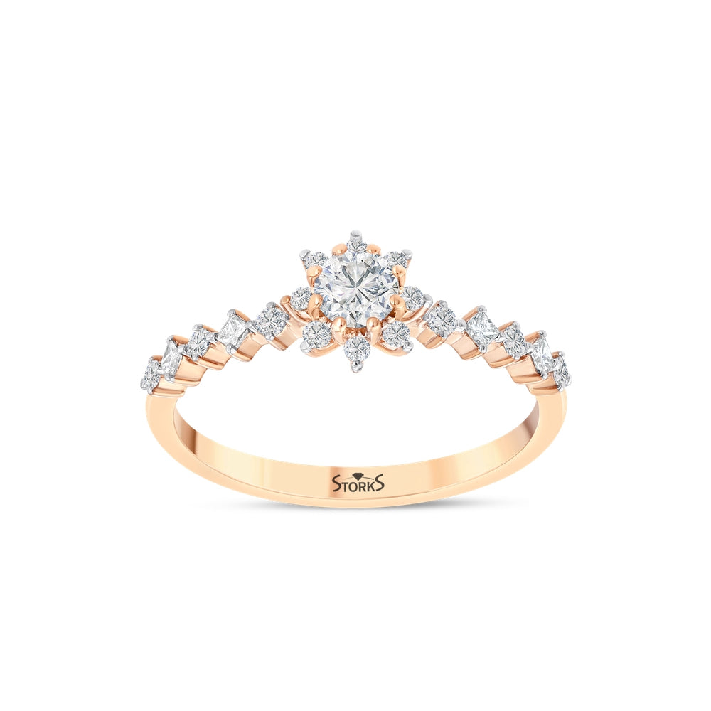 0.45 Karat Flora Prenses Diamante Anello