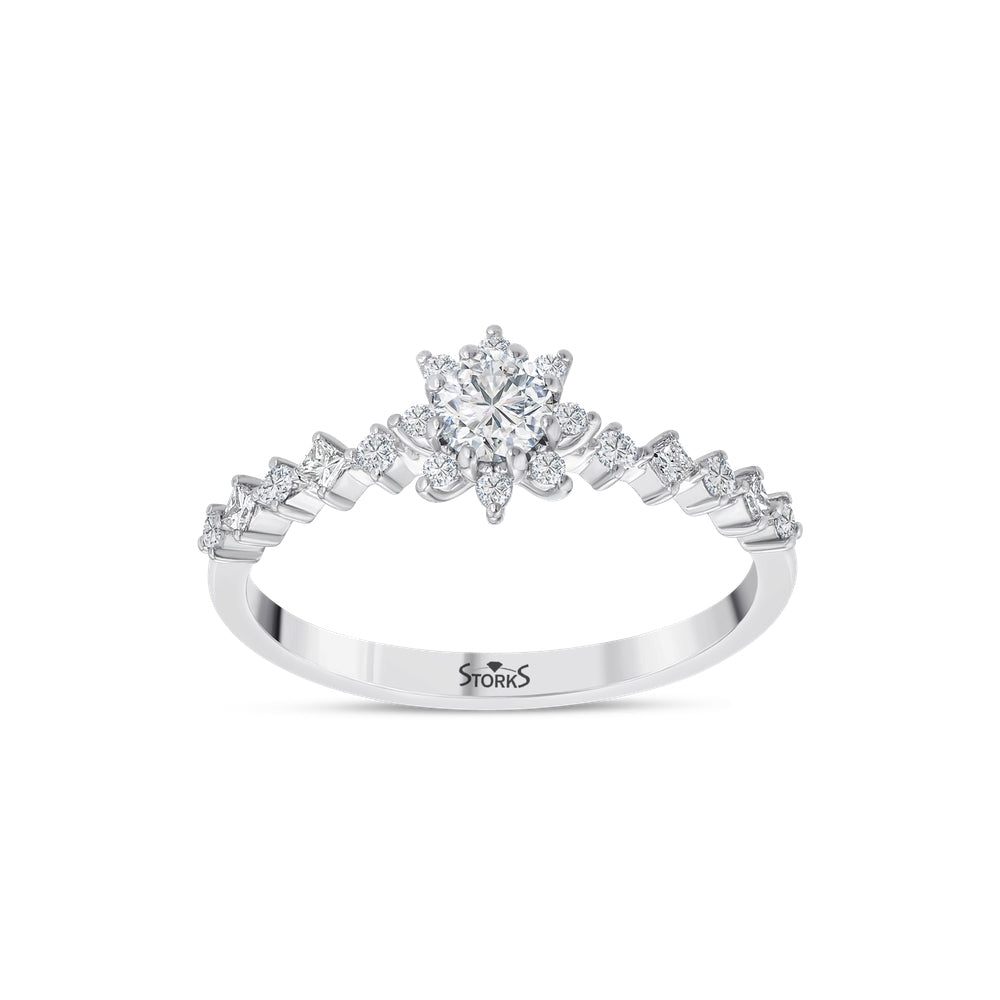 0.45 Karat Flora Prenses Diamante Anello