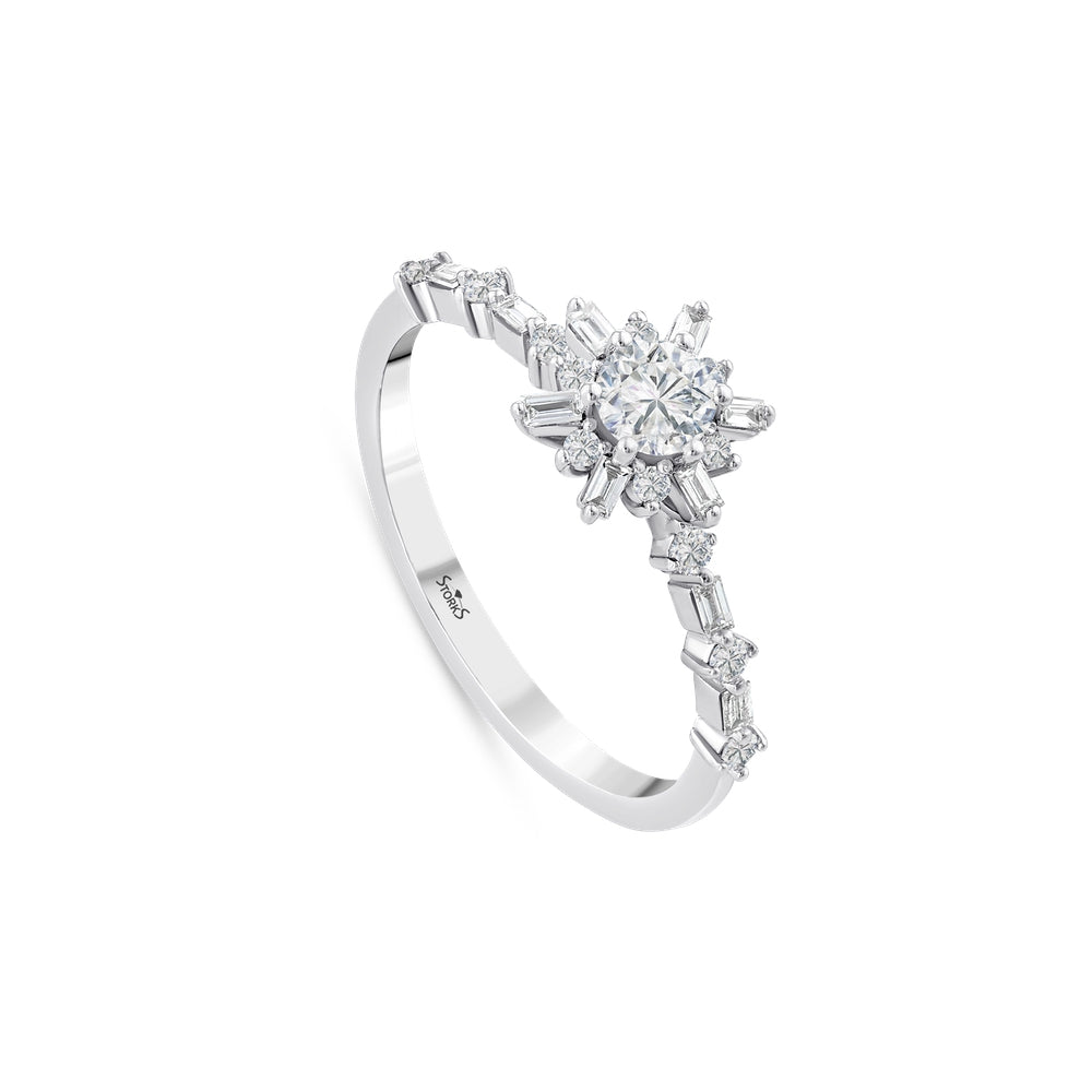 0.48 Karat Flora Baget Diamante Anello