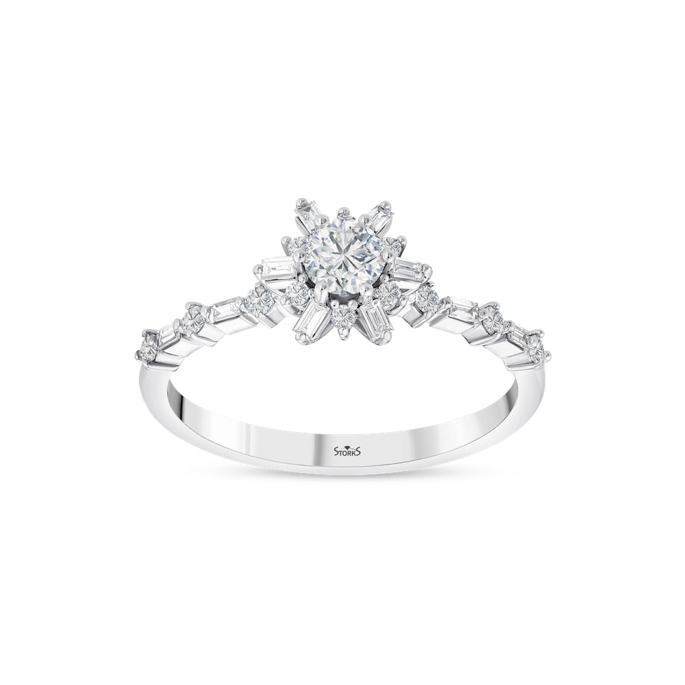 0.48 Karat Flora Baget Diamante Anello