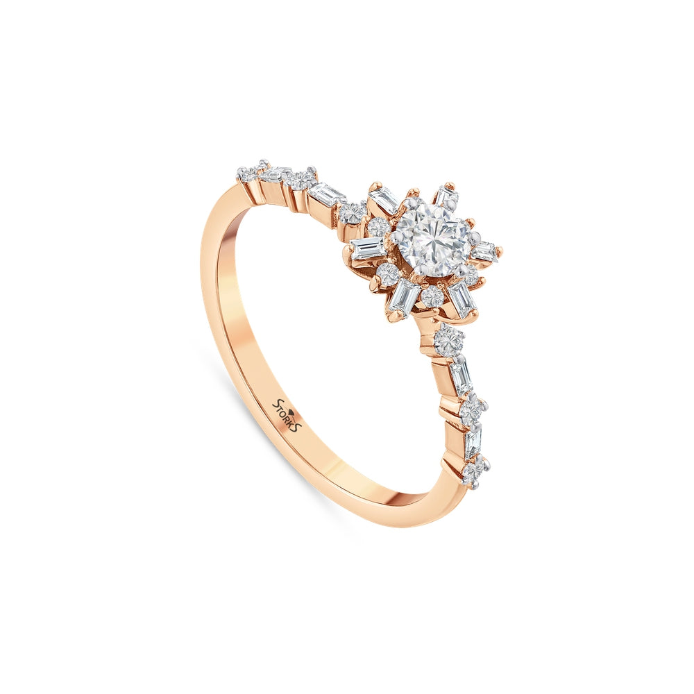 0.48 Karat Flora Baget Diamante Anello