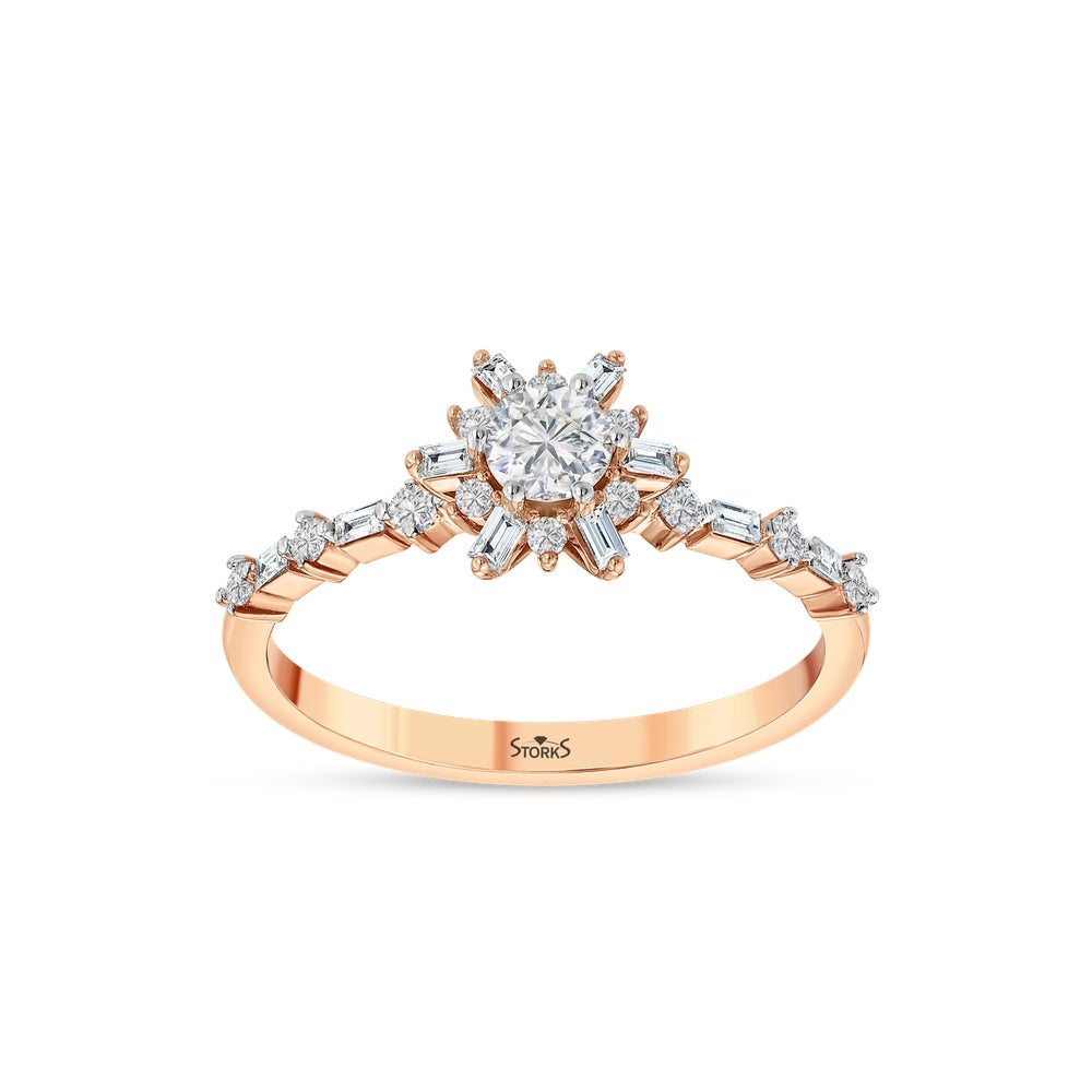 0.48 Karat Flora Baget Diamante Anello