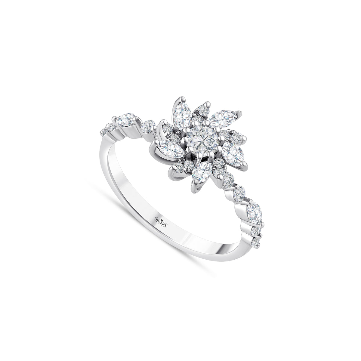 0.75 Karat Flora Markiz Diamante Anello