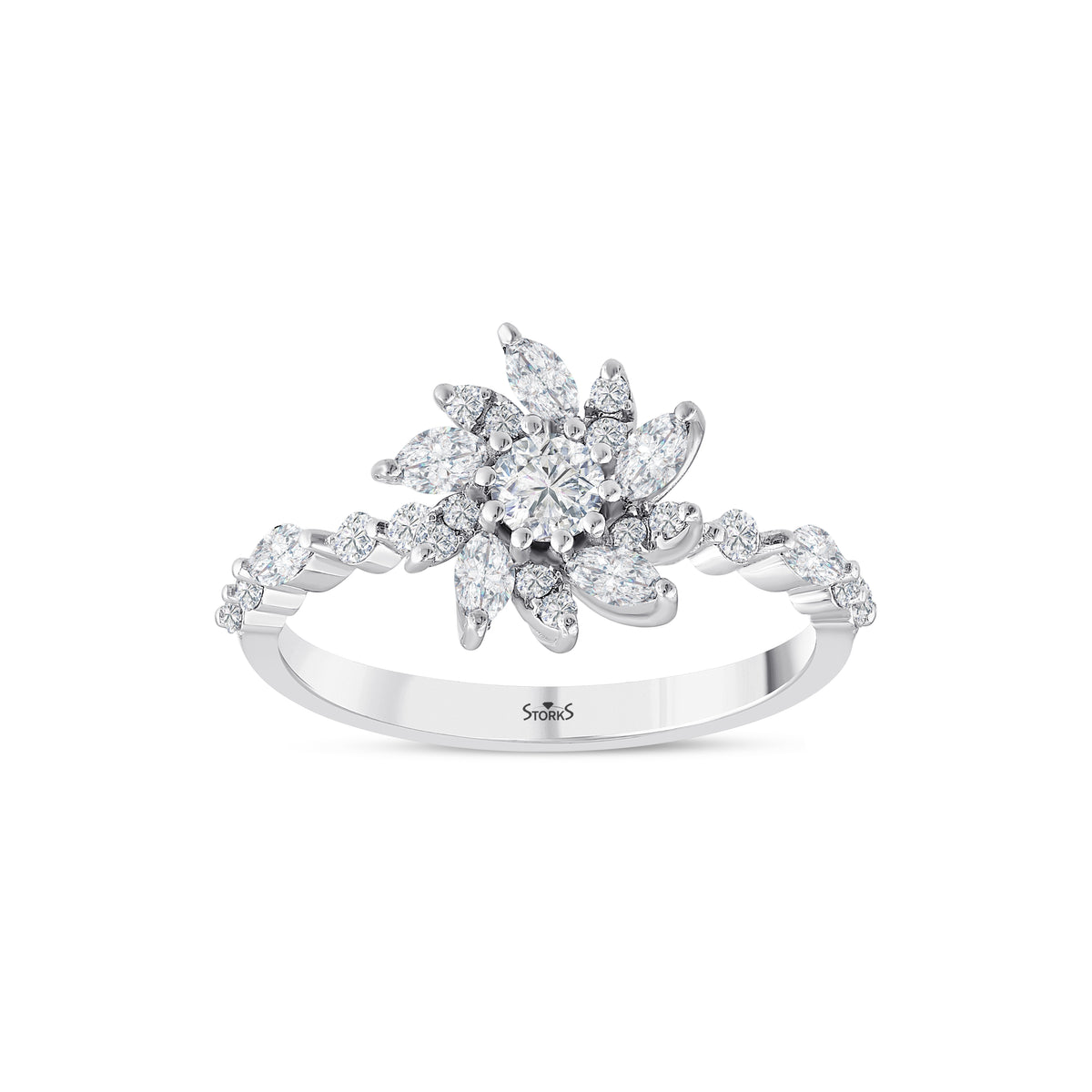 0.75 Karat Flora Markiz Diamante Anello