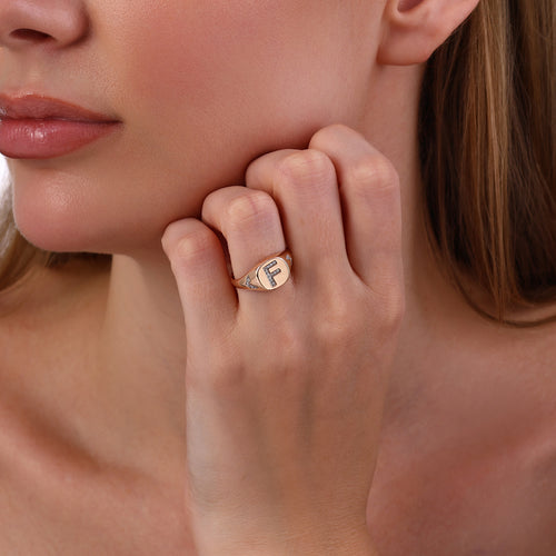 0.10 Karat F Harf Diamante Anello