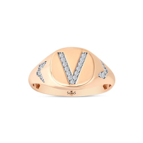 0.10 Karat V Harf Diamante Anello