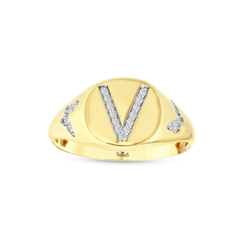 0.10 Karat V Harf Diamante Anello