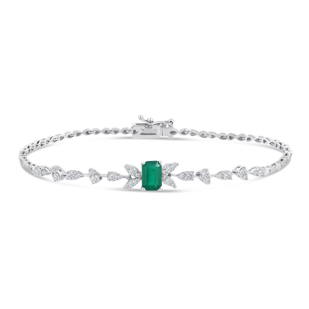 1.38 Karat Çiçek Zümrüt Diamante Bracciale