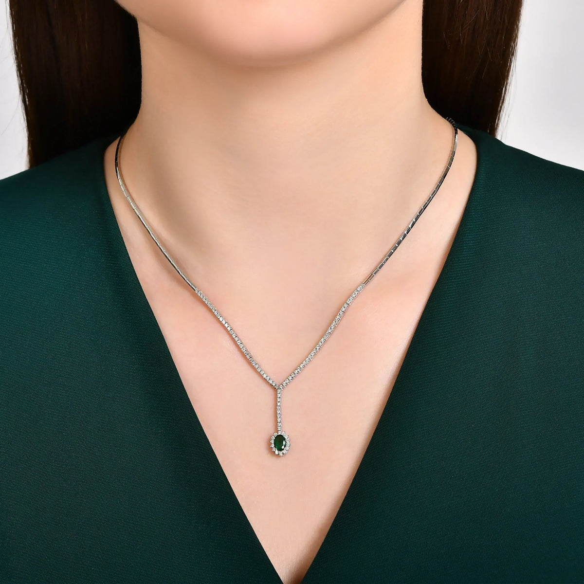 1.17 Karat Laranj Zümrüt Diamante Gerdanlık