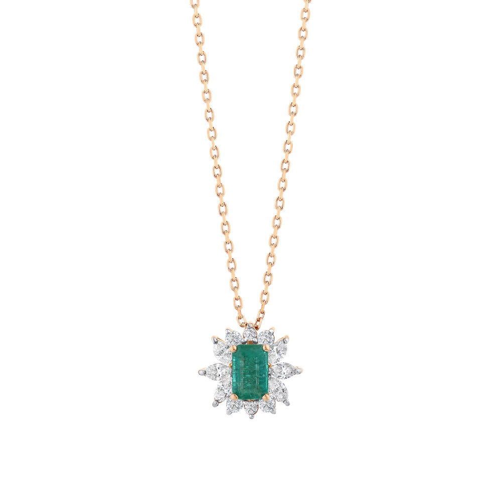 0.93 Karat Flora Zümrüt Markiz Diamante Collana