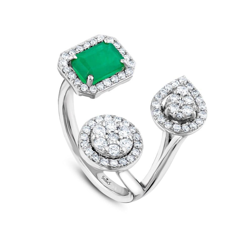 1.55 Karat Zümrüt Diamante Anello