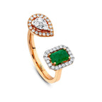 0.89 Karat Double Zümrüt Diamante Anello