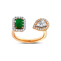 0.89 Karat Double Zümrüt Diamante Anello
