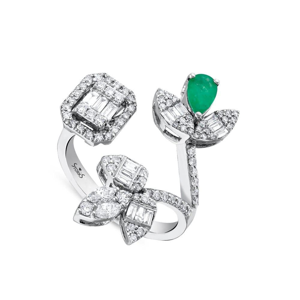 1.30 Karat Zümrüt Diamante Anello