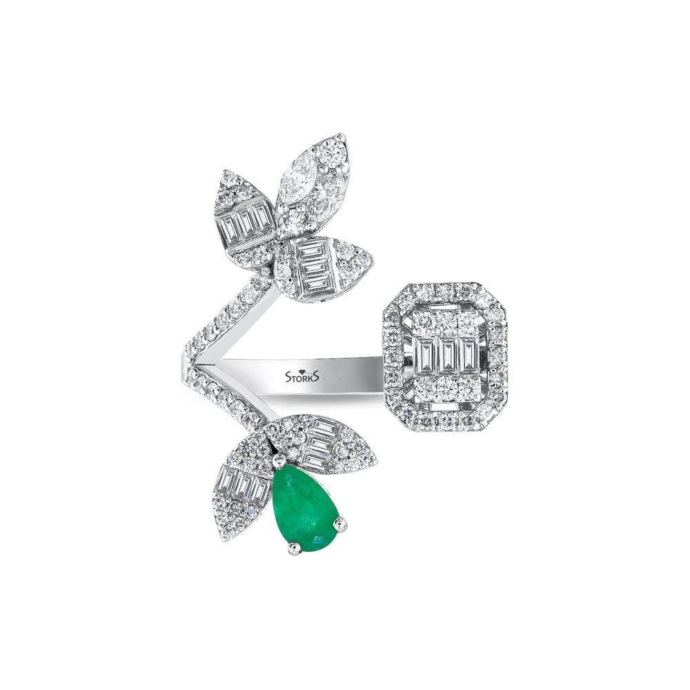 1.30 Karat Zümrüt Diamante Anello