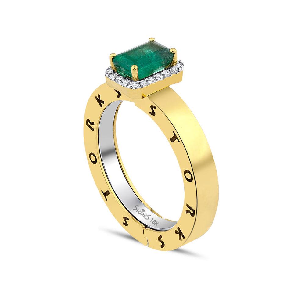2.04 Karat Zümrüt Diamante Storks Anello