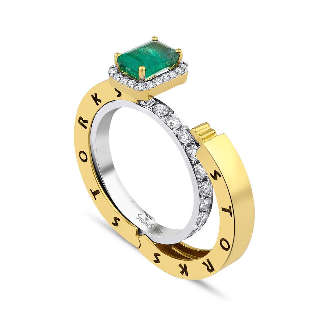 2.04 Karat Zümrüt Diamante Storks Anello