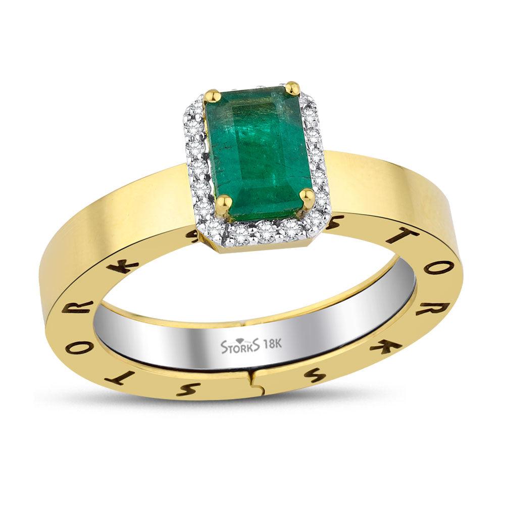 2.04 Karat Zümrüt Diamante Storks Anello