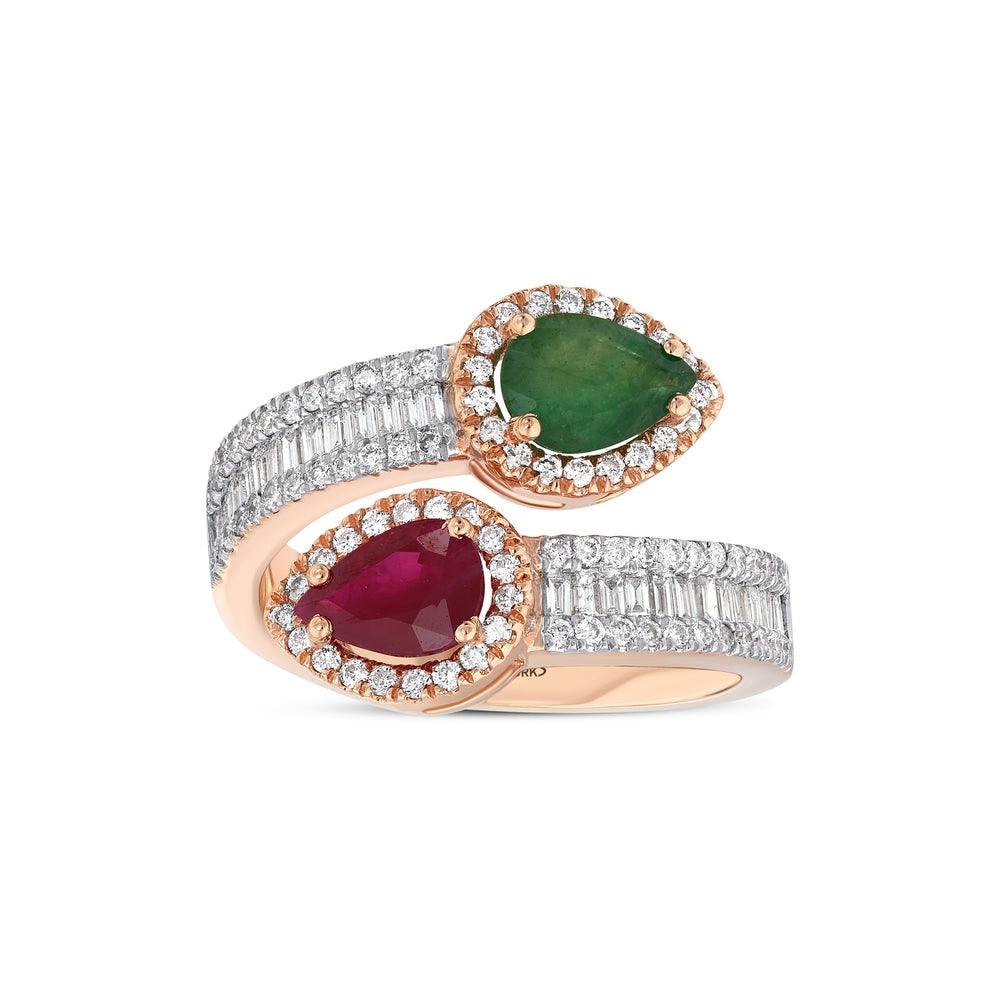 2.12 Karat Hill Zümrüt ve Yakut Diamante Anello
