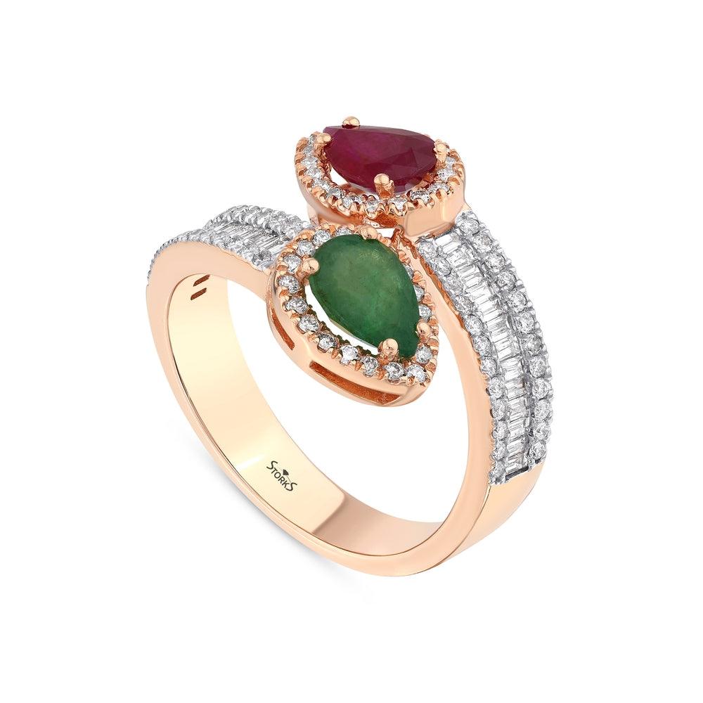 2.12 Karat Hill Zümrüt ve Yakut Diamante Anello