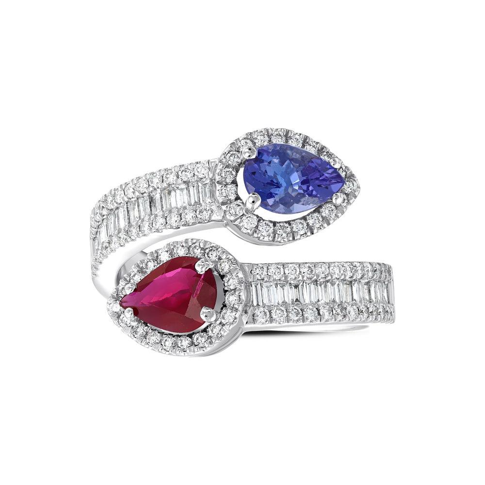 2.17 Karat Hill Safir Yakut Diamante Anello