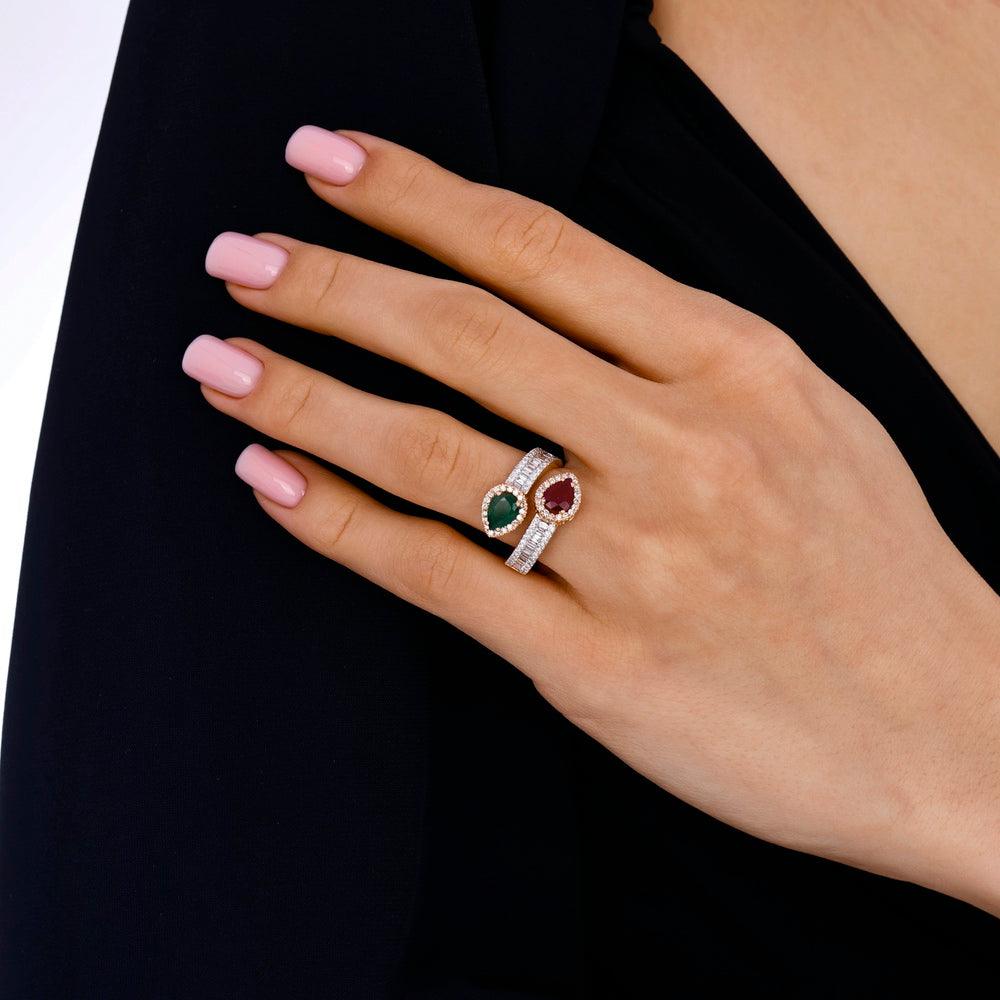2.12 Karat Hill Zümrüt ve Yakut Diamante Anello