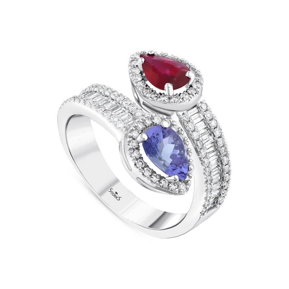 2.17 Karat Hill Safir Yakut Diamante Anello