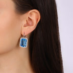 36.96 Karat Blue Topaz Pırlanta Küpe
