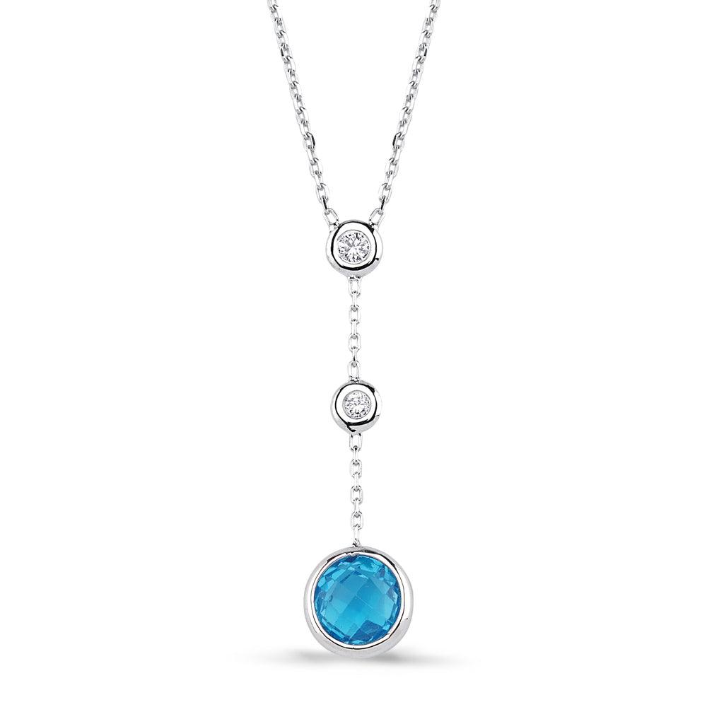 1.85 карата бриллиант Blue Topaz колье