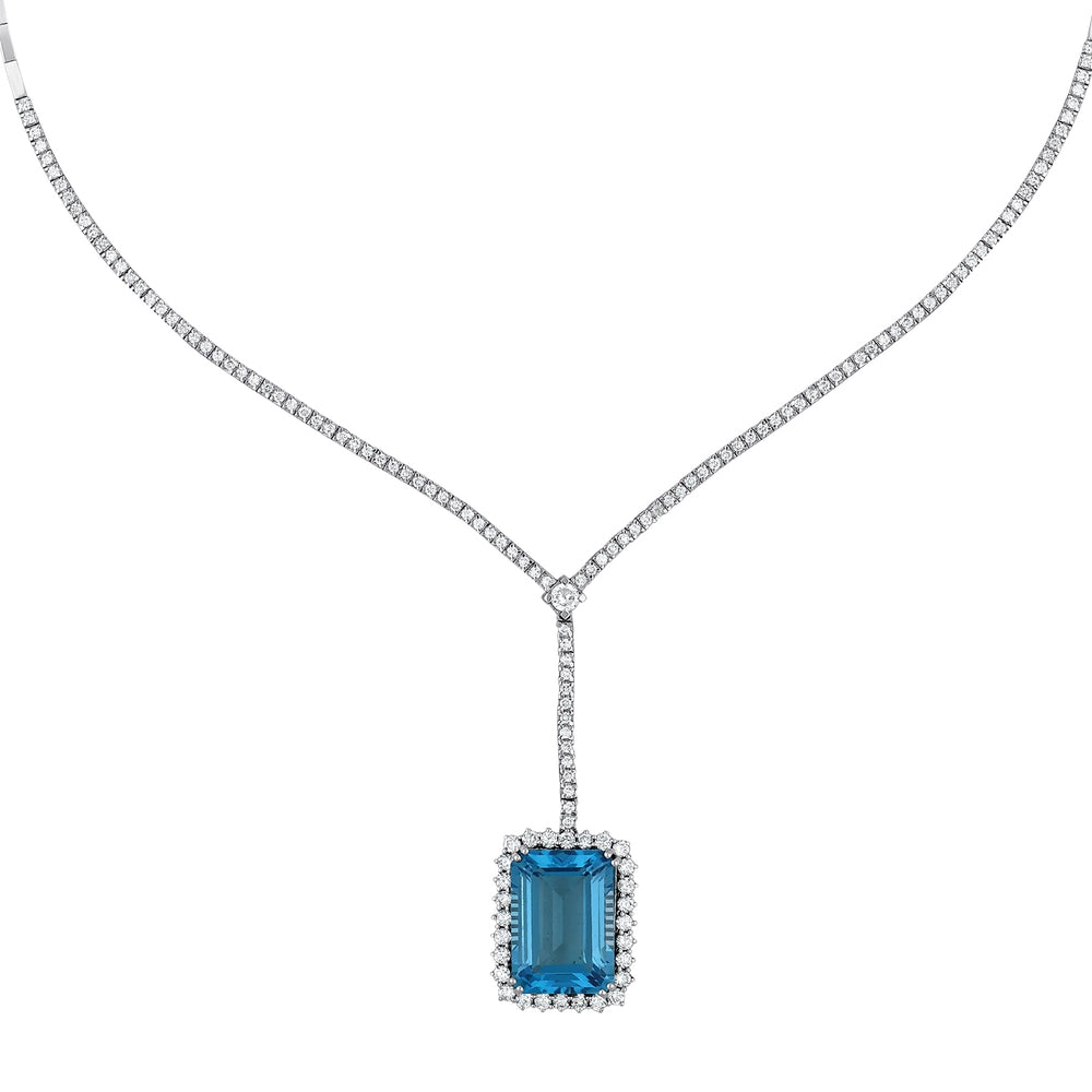21.51 карата Blue Topaz бриллиантовое колье