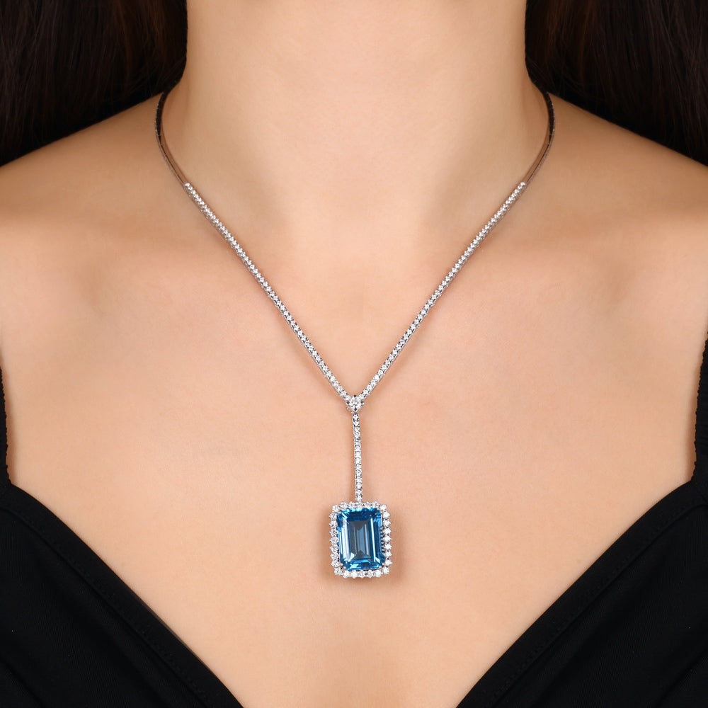 21.51 карата Blue Topaz бриллиантовое колье