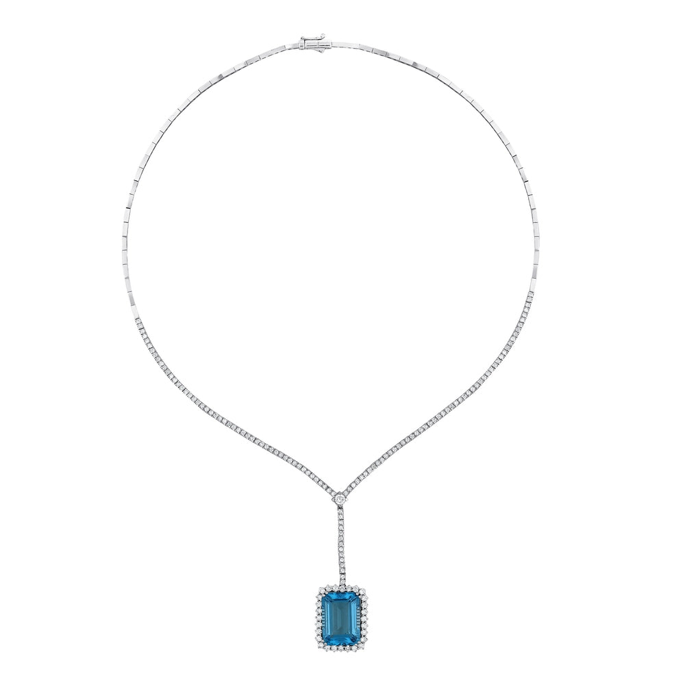 21.51 карата Blue Topaz бриллиантовое колье