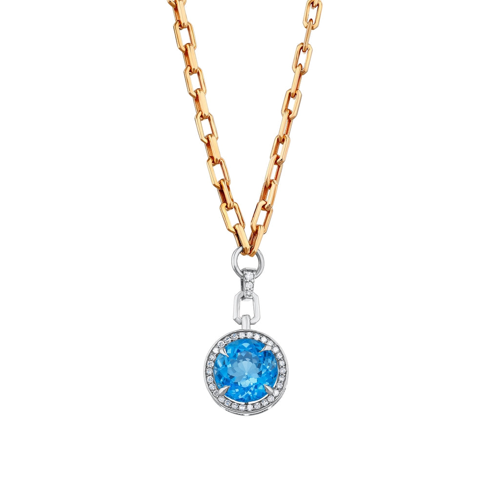 7.71 Karat Cherry Blue Topaz Pırlanta Kolye