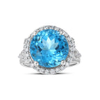 8.54 Karat Blue Topaz Pırlanta Yüzük