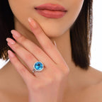 8.54 Karat Blue Topaz Pırlanta Yüzük