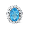 12.87 Karat Blue Topaz Diamante Anello