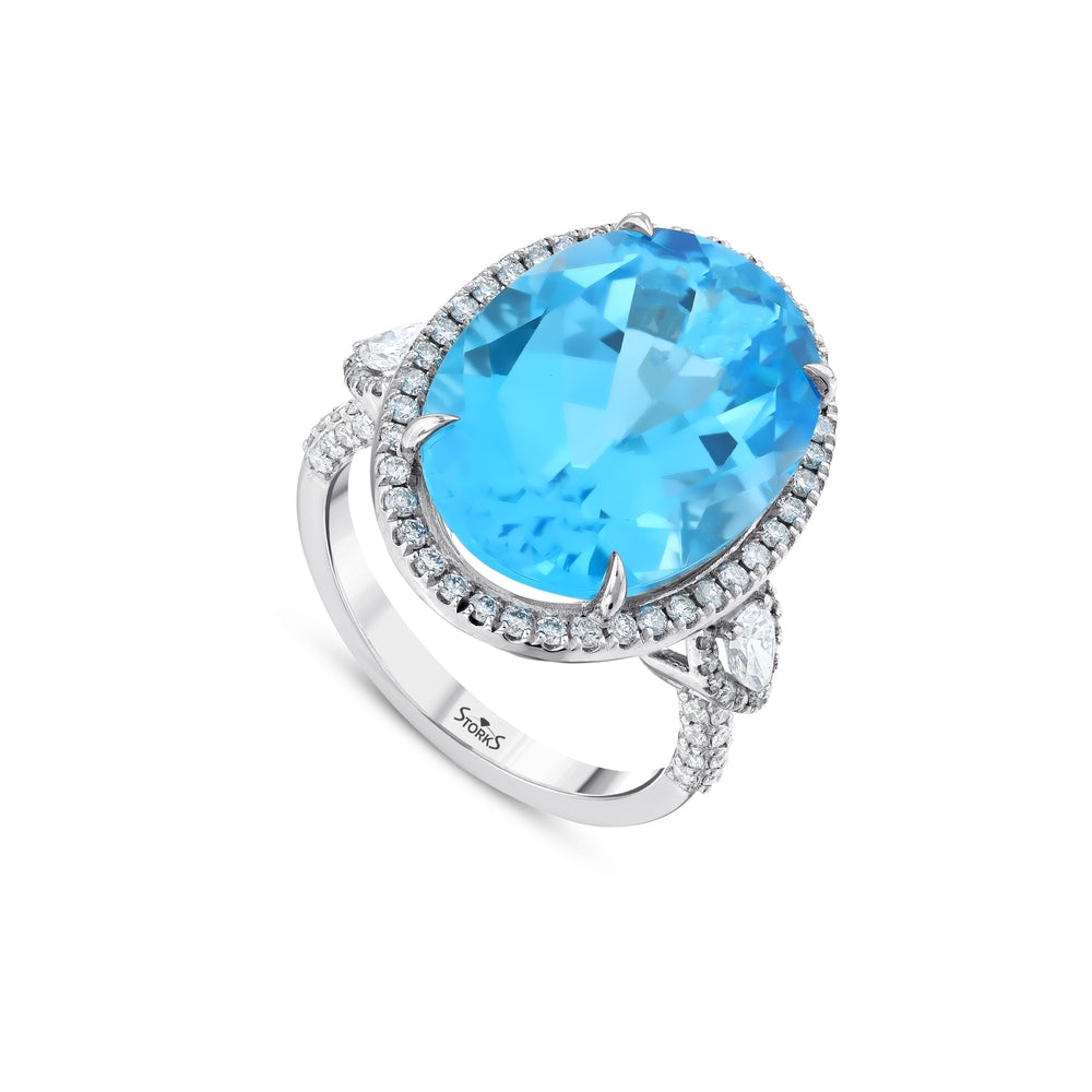 17.06 карата Blue Topaz натуральный бриллиантовое кольцо