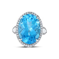 17.06 Karat Blue Topaz Doğal Pırlanta Yüzük