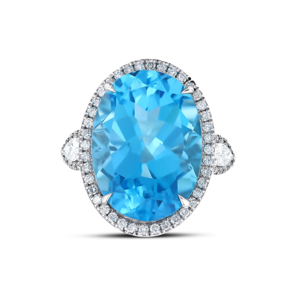 17.06 карата Blue Topaz натуральный бриллиантовое кольцо