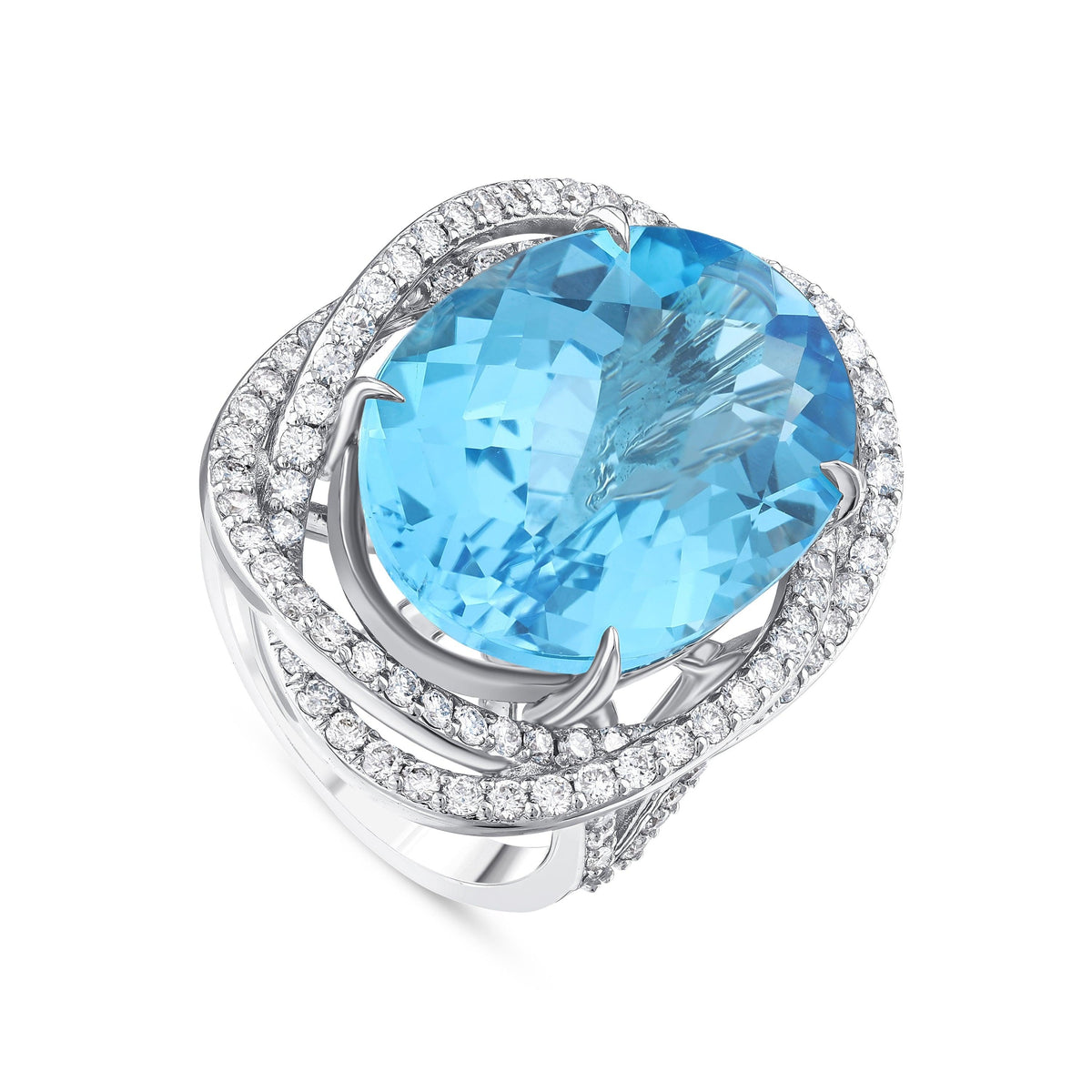 26.51 Karat Blue Topaz Pırlanta Yüzük