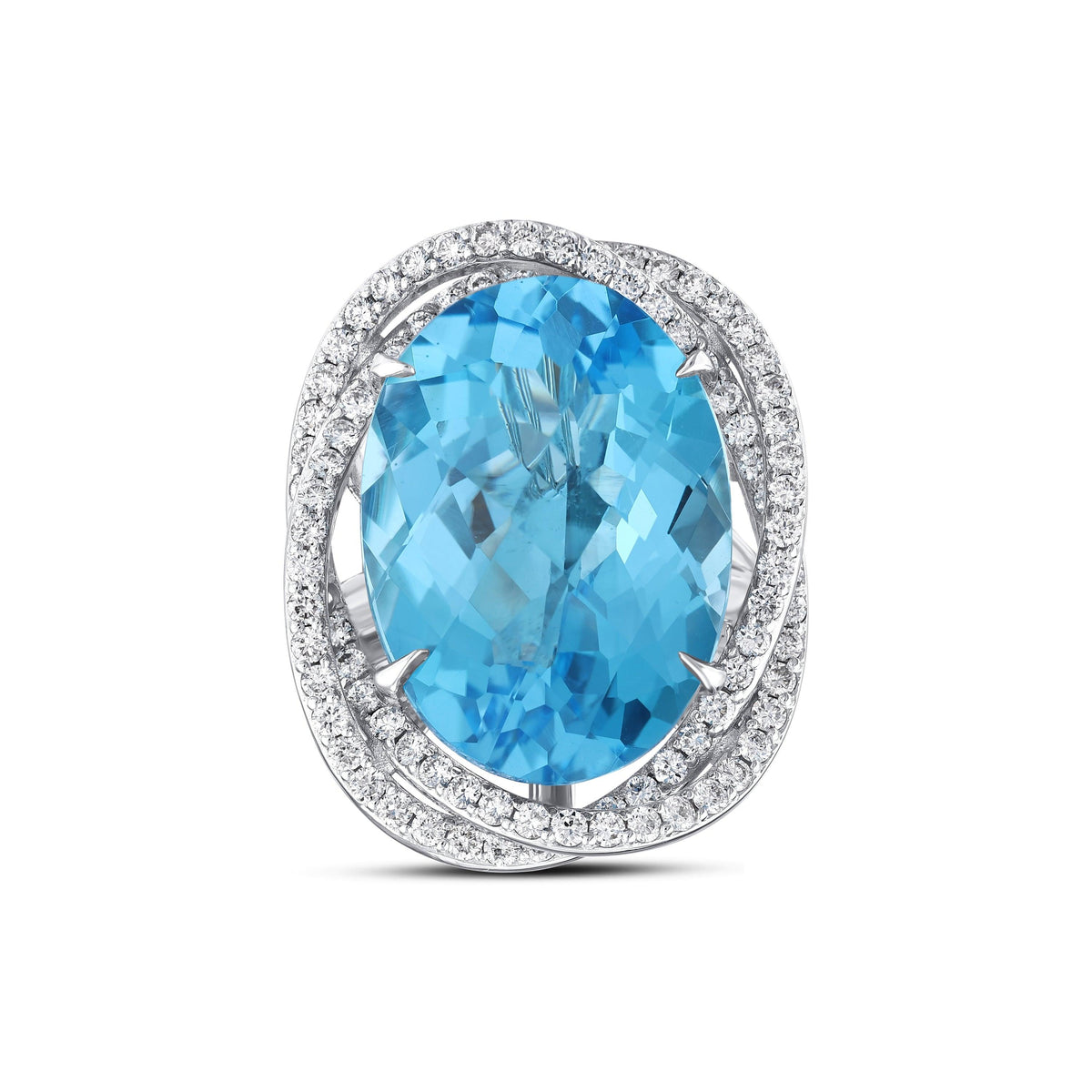 26.51 Karat Blue Topaz Pırlanta Yüzük