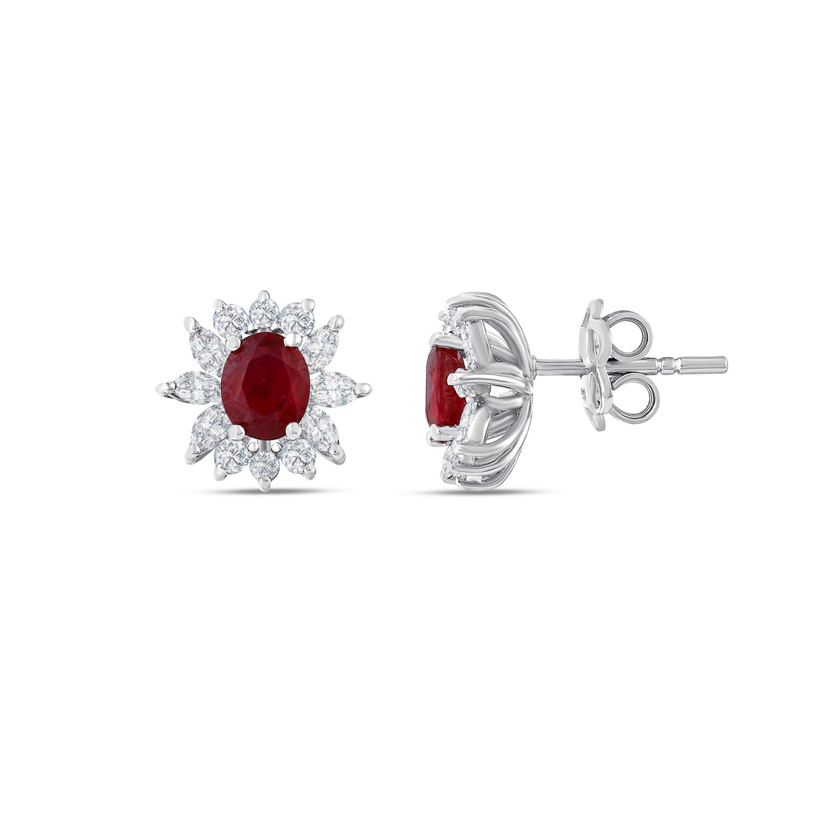 2.14 Karat Flora Yakut Markiz Diamante Orecchini