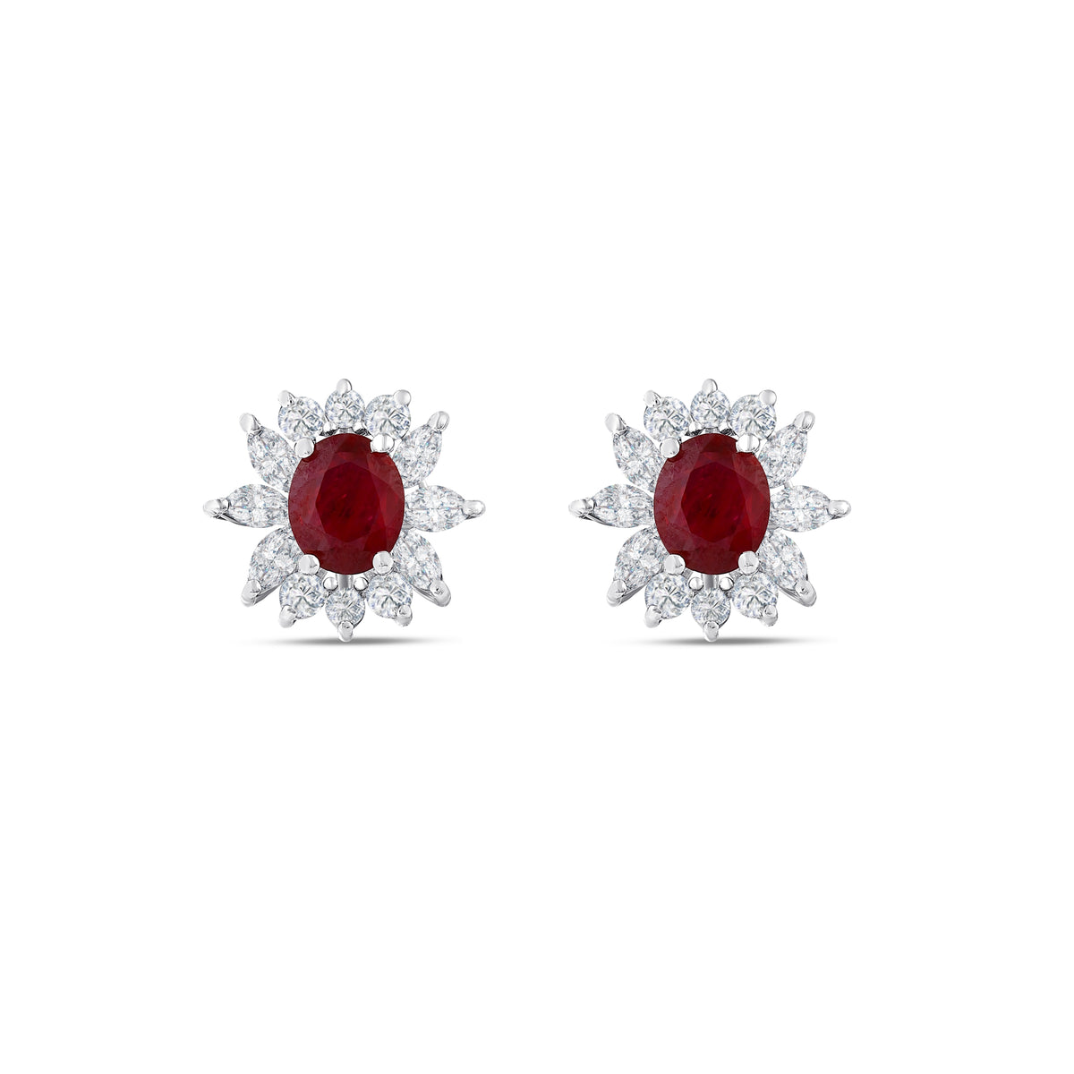 2.14 Karat Flora Yakut Markiz Diamante Orecchini
